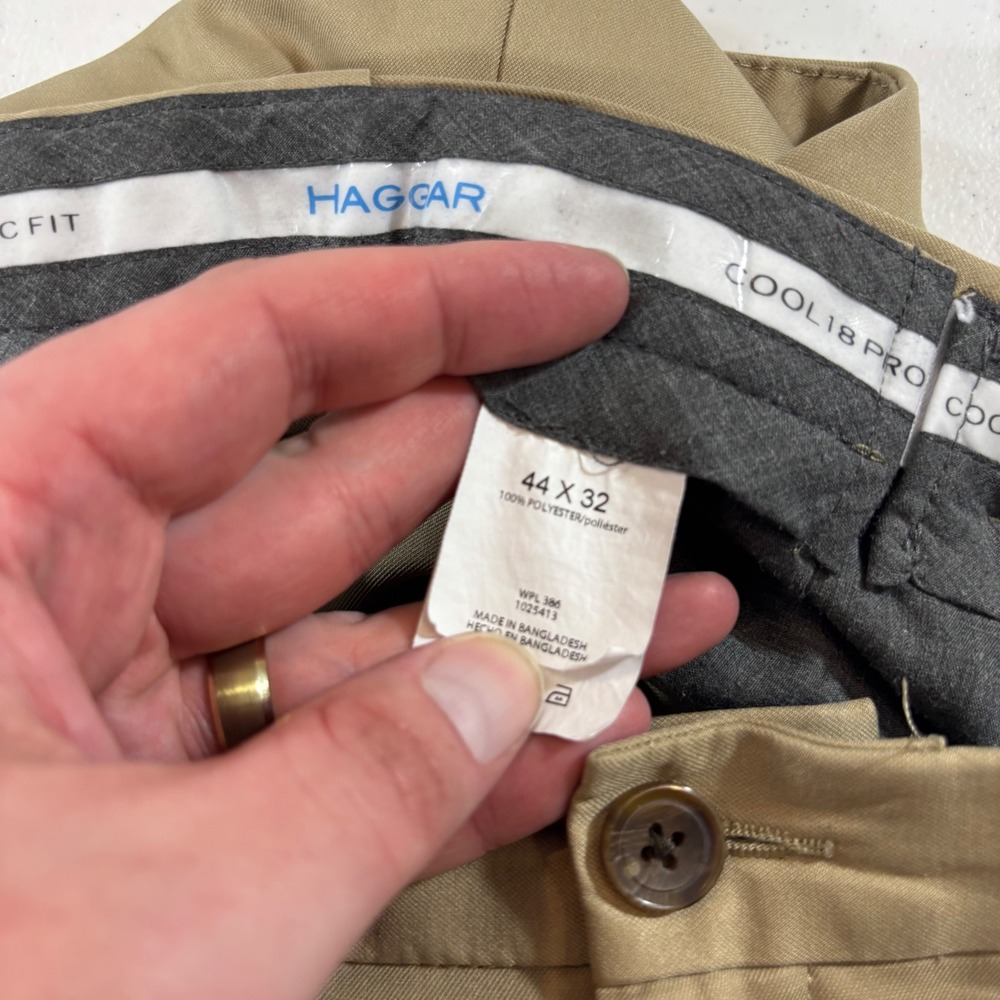 Lot of 5 Haggar Cool 18 Pro Mens Dress Pants 44x32 Khaki Grey Classic Fit - Picture 10 of 16